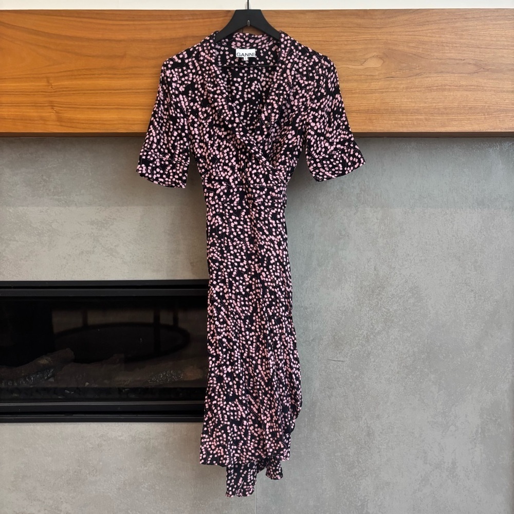 Ganni Floral Print Wrap‎ Dress, Size 2